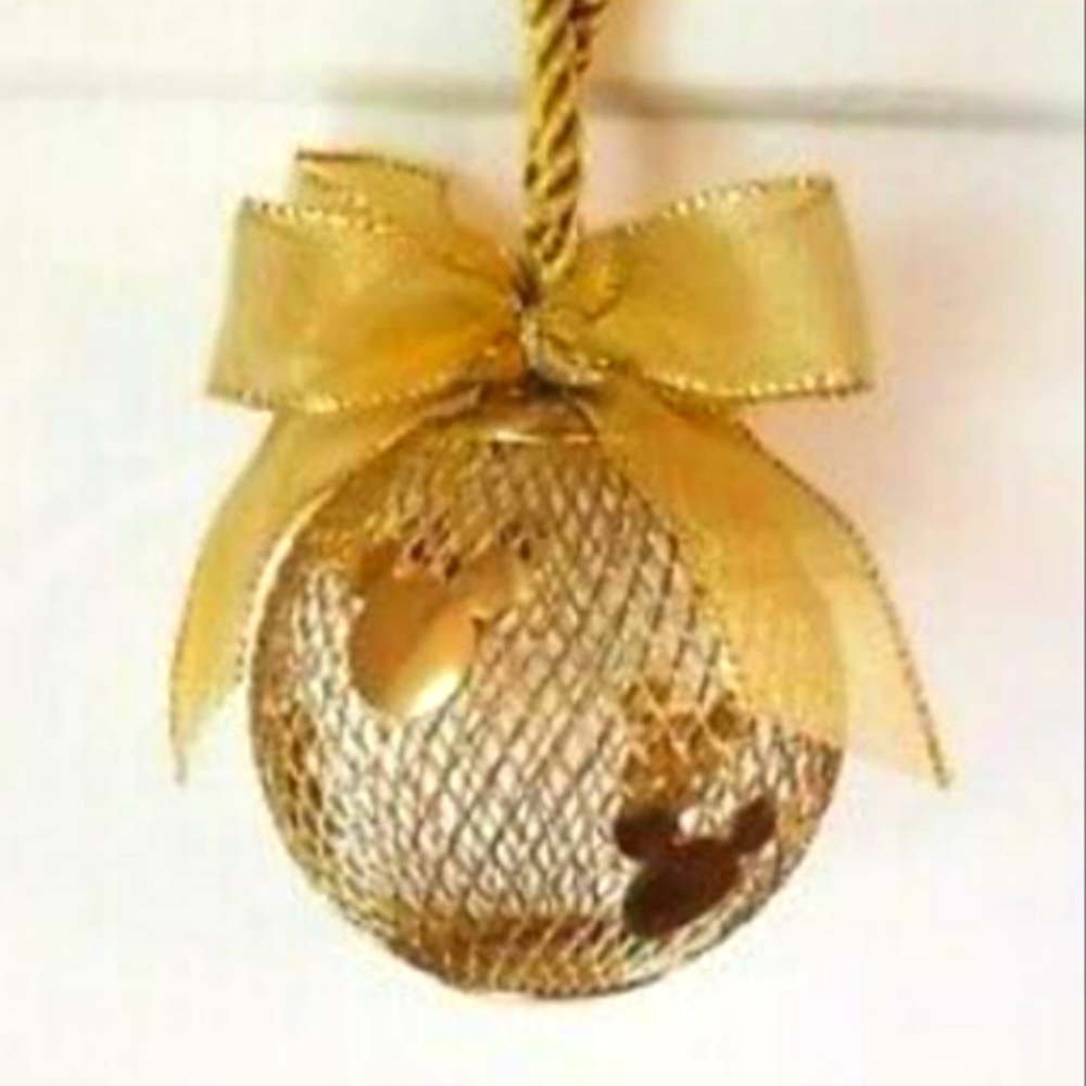 Walt Disney World Mickey Mouse Gold Mesh Christmas Ornament